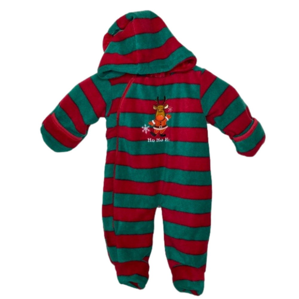 BUNDLE BABY Holiday Embroidered Fleece Romper Long Sleeve Jumpsuit 0-3 Month NWT